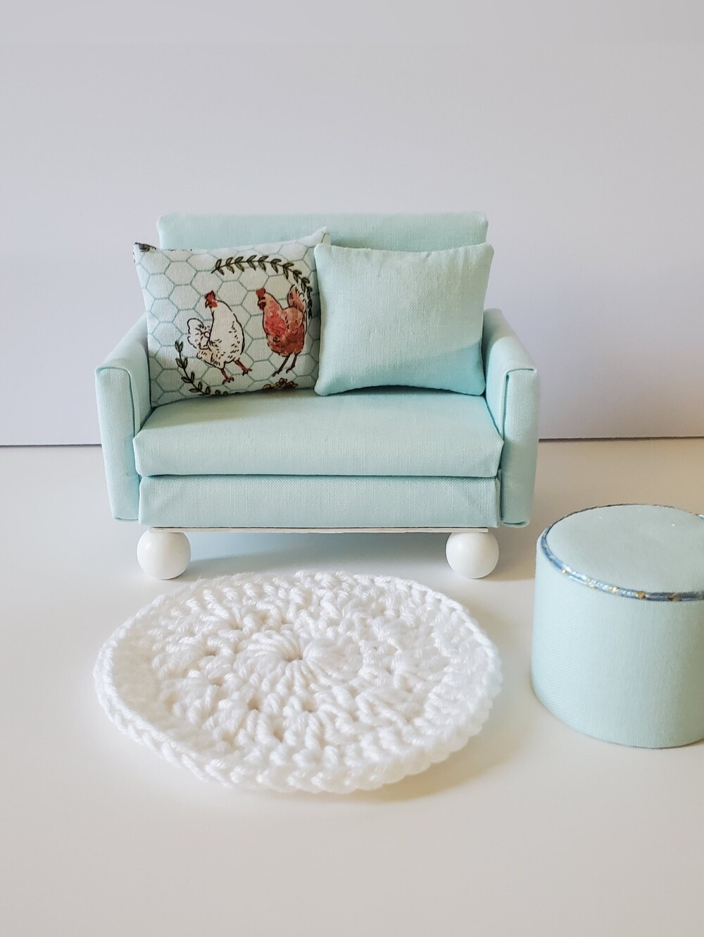 Miniature Dollhouse 1:12 Scale Loveseat Sofa Baby BLUE Maileg